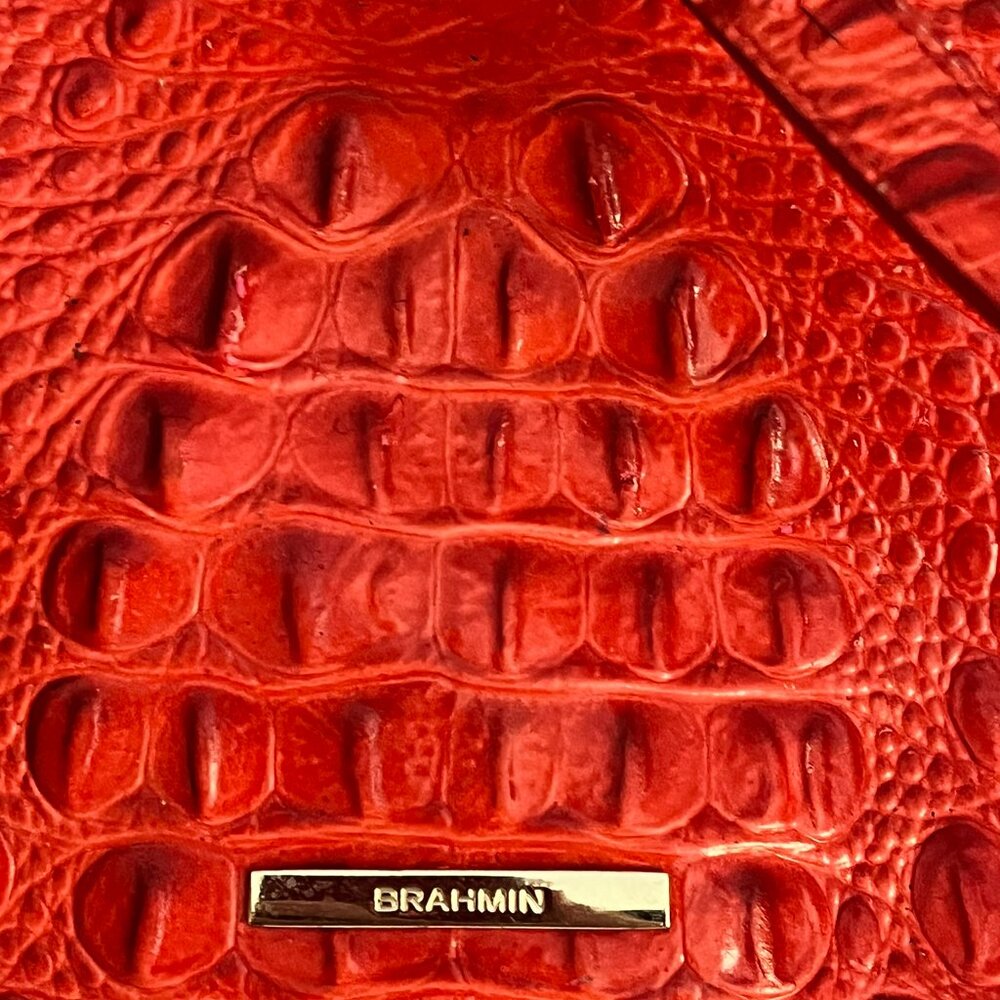 Brahmin Katie Crossbody Croc Embossed Lipstick Red Messenger Bag - Picture 10 of 12